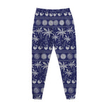 Blue Summer Coconut Pattern Print Jogger Pants