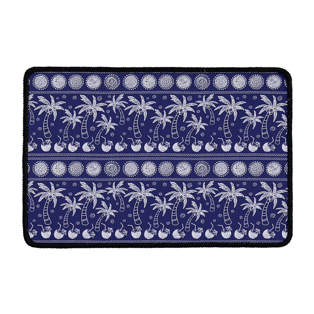 Blue Summer Coconut Pattern Print Kitchen Mat