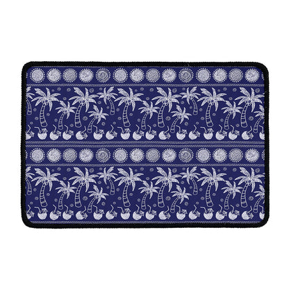 Blue Summer Coconut Pattern Print Kitchen Mat