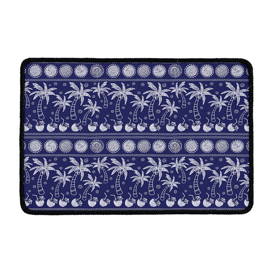 Blue Summer Coconut Pattern Print Kitchen Mat