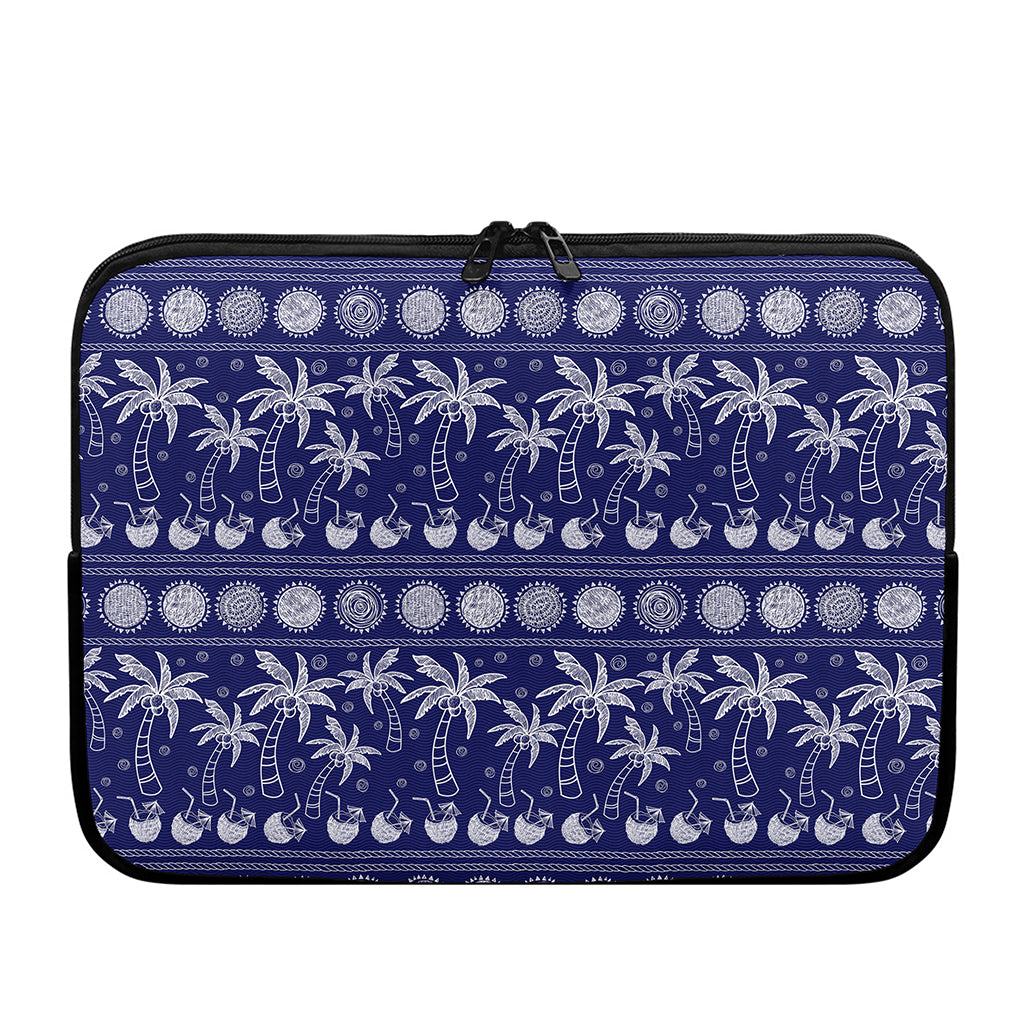 Blue Summer Coconut Pattern Print Laptop Sleeve
