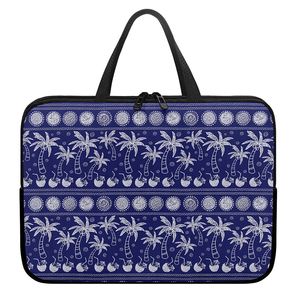 Blue Summer Coconut Pattern Print Laptop Sleeve With Handle