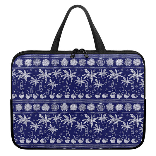 Blue Summer Coconut Pattern Print Laptop Sleeve With Handle
