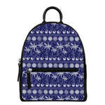 Blue Summer Coconut Pattern Print Leather Backpack