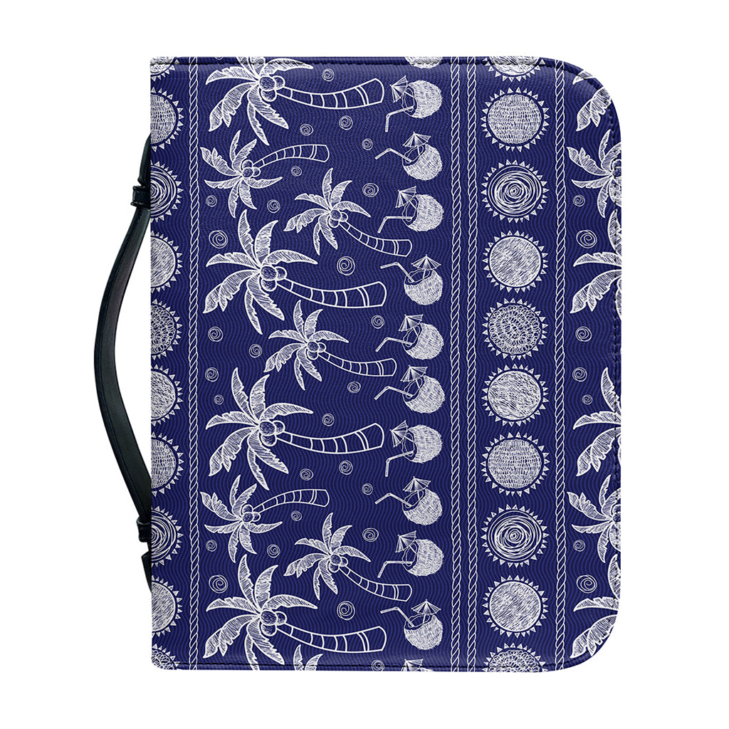 Blue Summer Coconut Pattern Print Leather Bible Cover