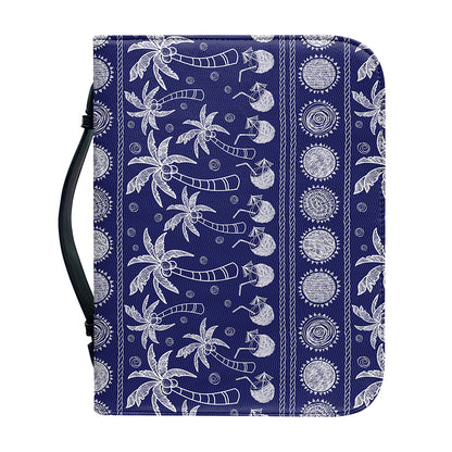 Blue Summer Coconut Pattern Print Leather Bible Cover