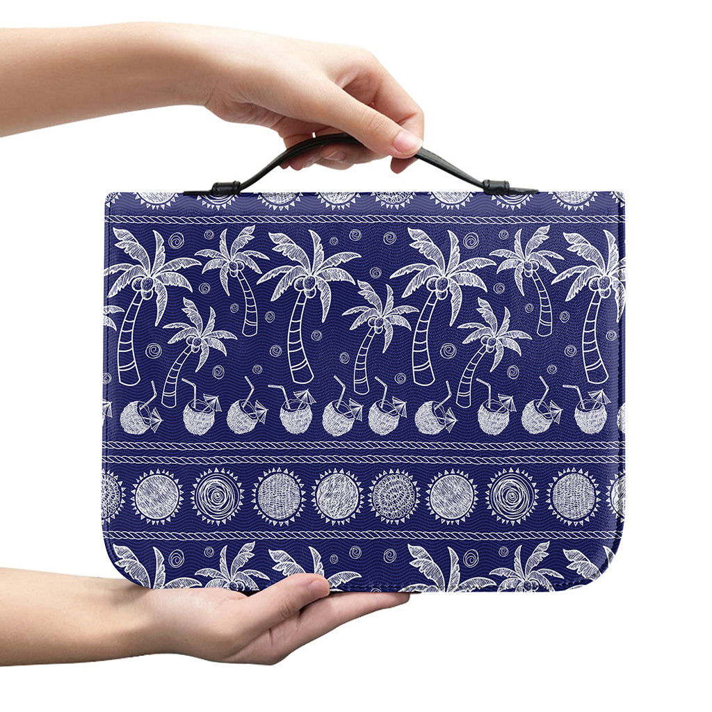 Blue Summer Coconut Pattern Print Leather Bible Cover