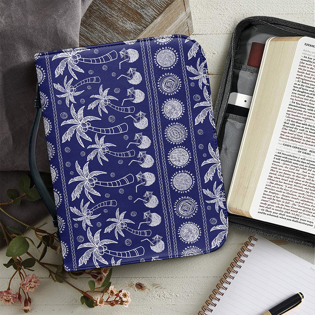 Blue Summer Coconut Pattern Print Leather Bible Cover