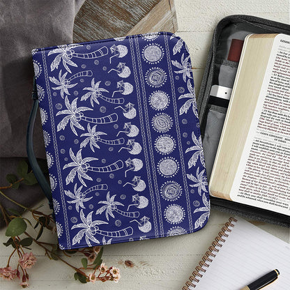 Blue Summer Coconut Pattern Print Leather Bible Cover