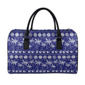 Blue Summer Coconut Pattern Print Leather Duffel Bag