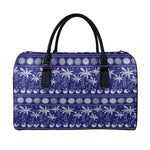 Blue Summer Coconut Pattern Print Leather Duffle Bag