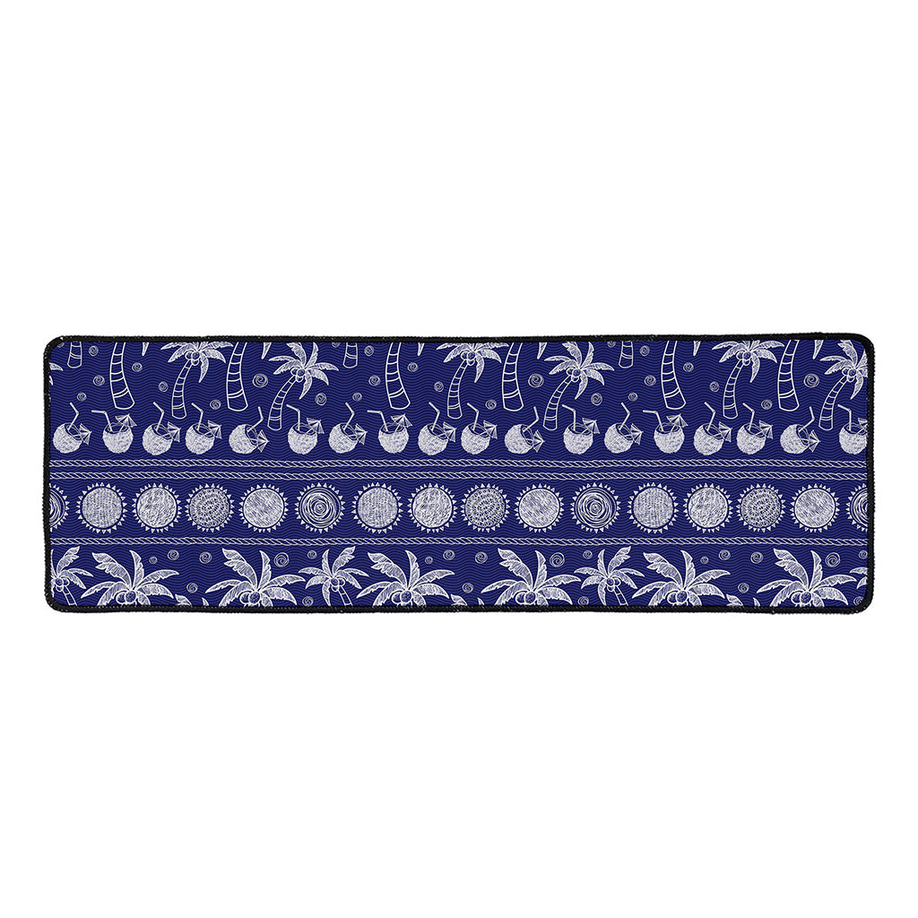 Blue Summer Coconut Pattern Print Long Kitchen Mat
