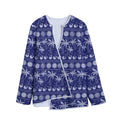 Blue Summer Coconut Pattern Print Long Sleeve Short Coat