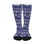 Blue Summer Coconut Pattern Print Long Socks