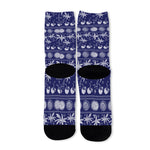 Blue Summer Coconut Pattern Print Long Socks