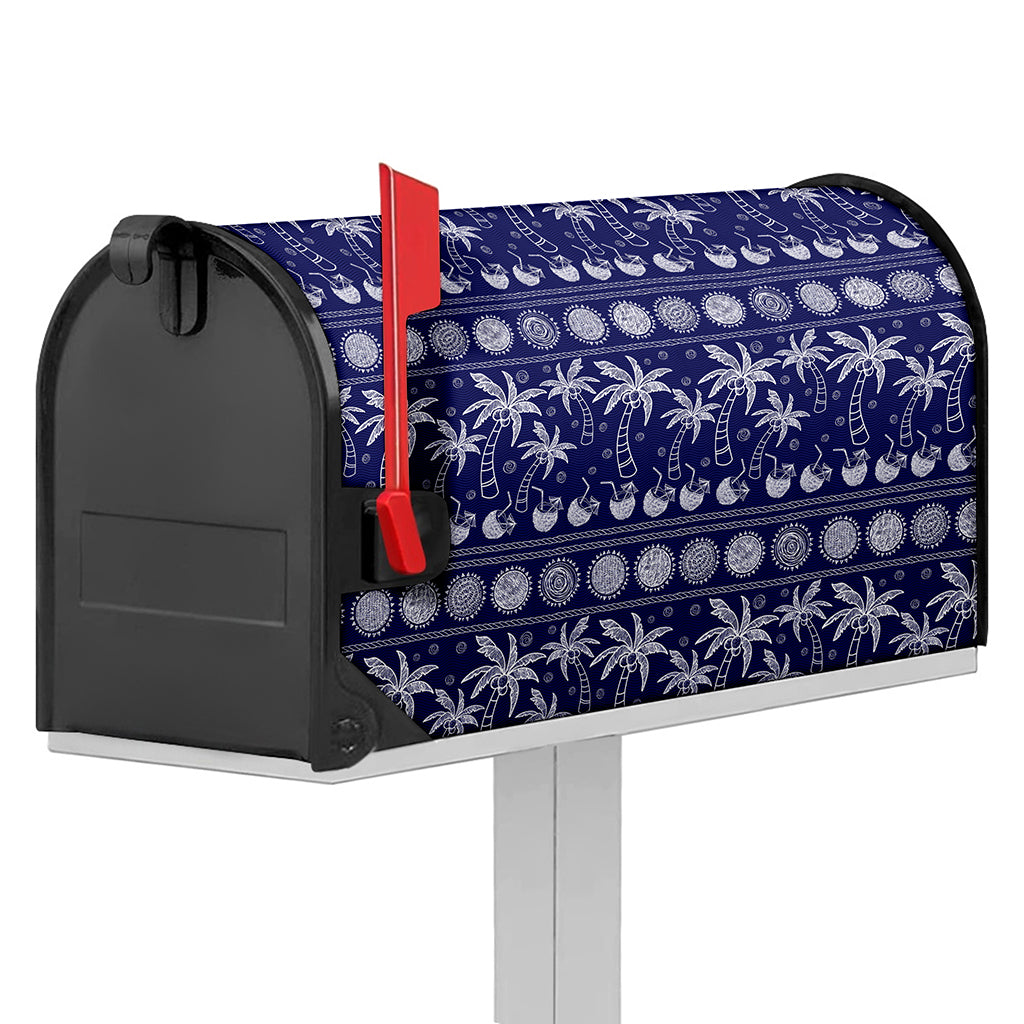 Blue Summer Coconut Pattern Print Mailbox Cover