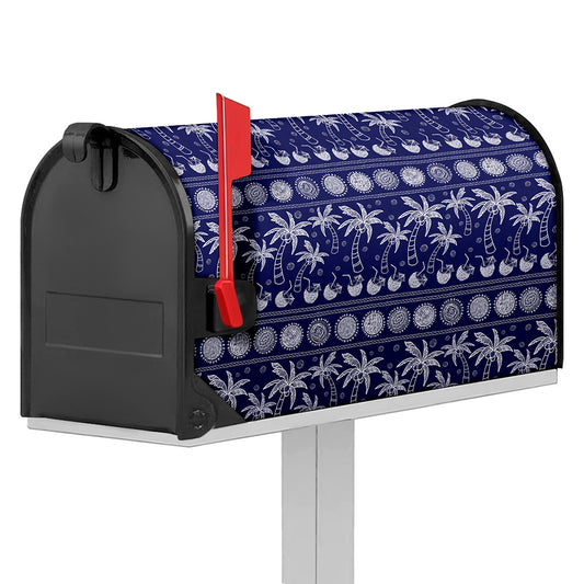 Blue Summer Coconut Pattern Print Mailbox Cover