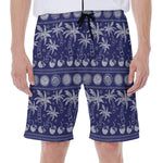 Blue Summer Coconut Pattern Print Men's Beach Shorts