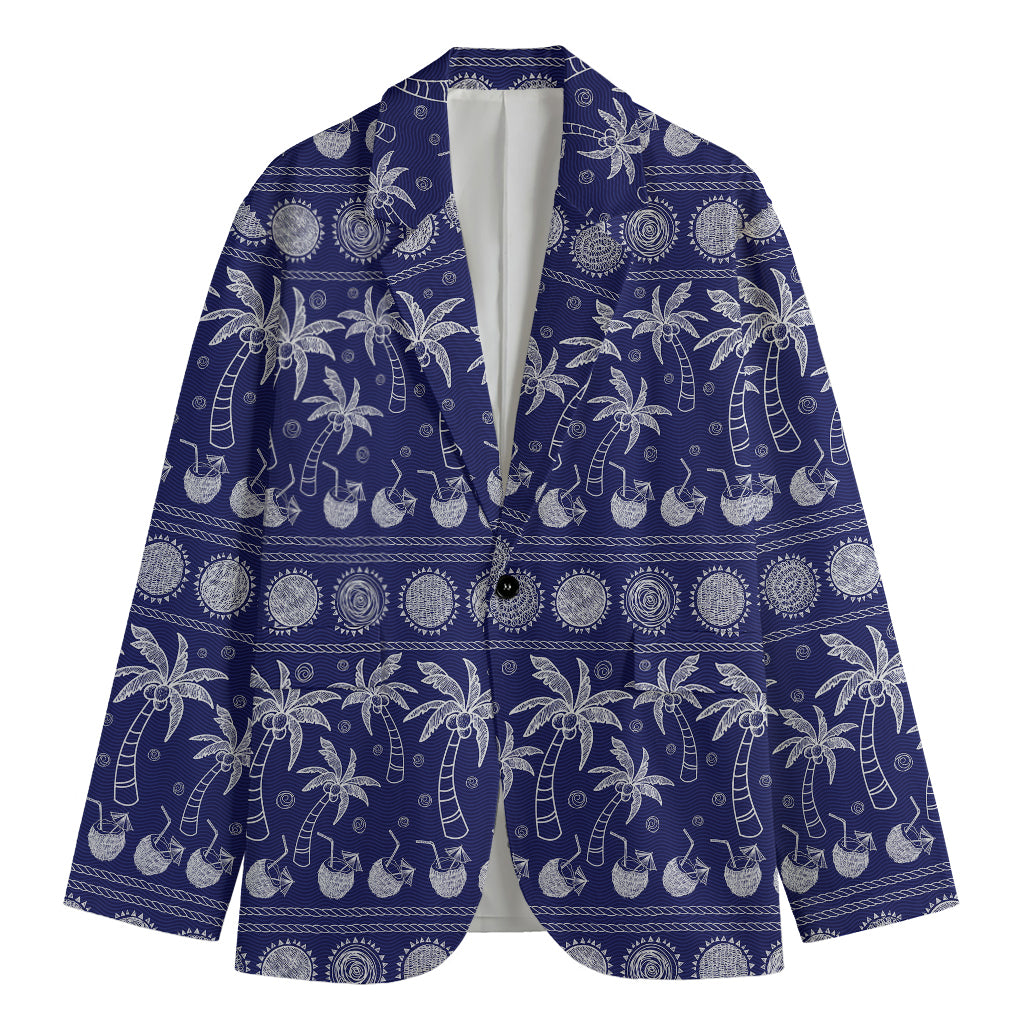 Blue Summer Coconut Pattern Print Men's Blazer
