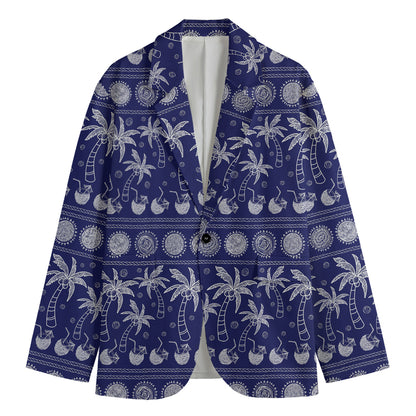 Blue Summer Coconut Pattern Print Men's Blazer