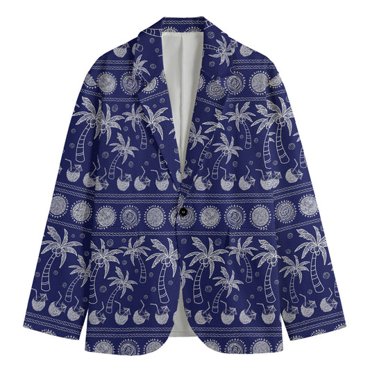 Blue Summer Coconut Pattern Print Men's Blazer