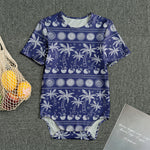Blue Summer Coconut Pattern Print Men's Bodysuit