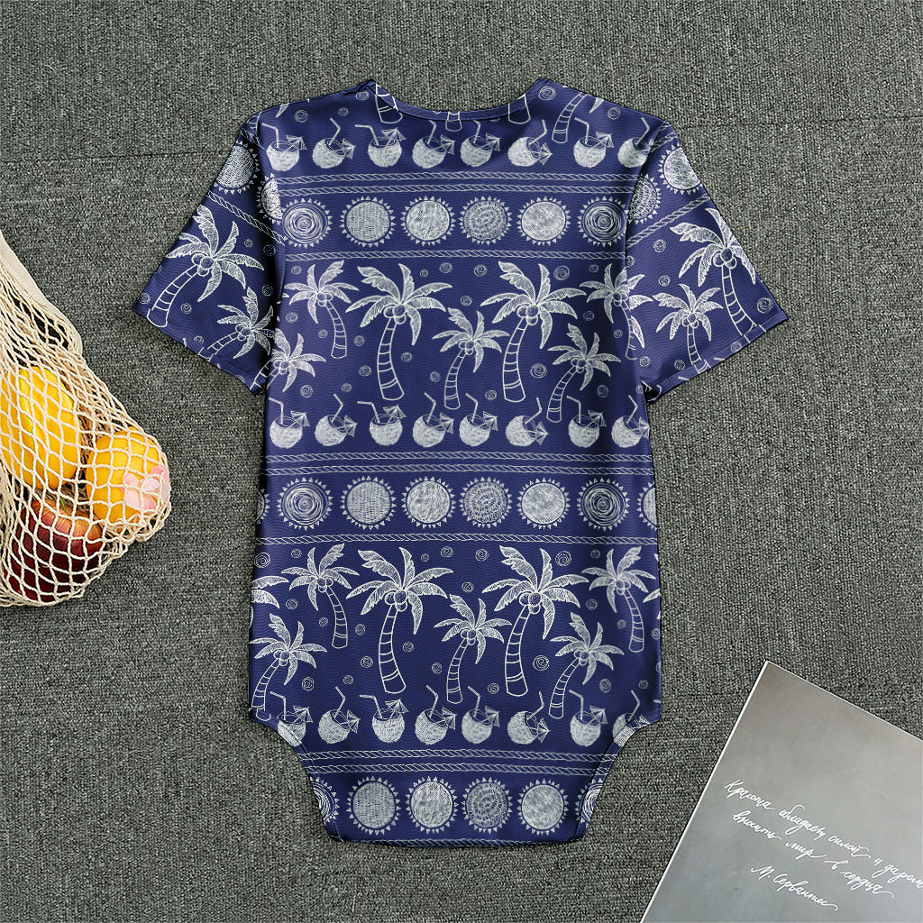 Blue Summer Coconut Pattern Print Men's Bodysuit