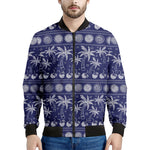 Blue Summer Coconut Pattern Print Men's Bomber Jacket