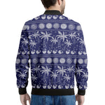 Blue Summer Coconut Pattern Print Men's Bomber Jacket