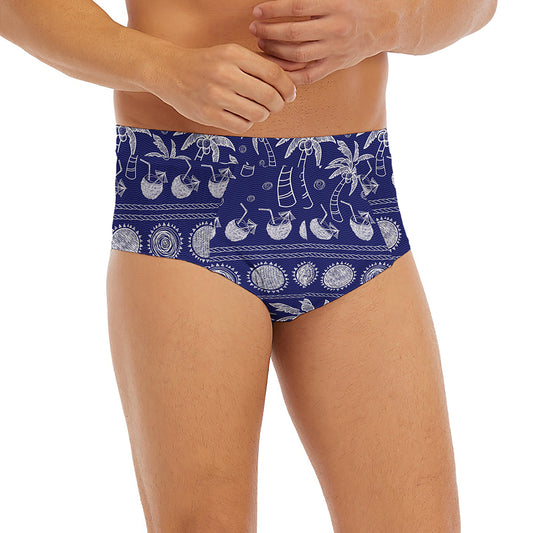 Blue Summer Coconut Pattern Print Men's Briefs