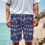 Blue Summer Coconut Pattern Print Men's Cargo Shorts