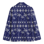 Blue Summer Coconut Pattern Print Men's Cotton Blazer