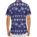 Blue Summer Coconut Pattern Print Men's Deep V-Neck Shirt