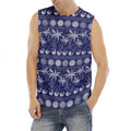 Blue Summer Coconut Pattern Print Men's Fitness Tank Top
