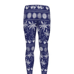 Blue Summer Coconut Pattern Print Men's leggings