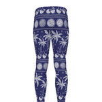 Blue Summer Coconut Pattern Print Men's leggings