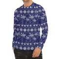 Blue Summer Coconut Pattern Print Men's Long Sleeve Rash Guard