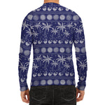 Blue Summer Coconut Pattern Print Men's Long Sleeve Rash Guard