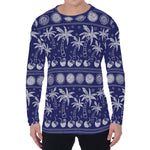 Blue Summer Coconut Pattern Print Men's Long Sleeve T-Shirt