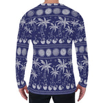 Blue Summer Coconut Pattern Print Men's Long Sleeve T-Shirt