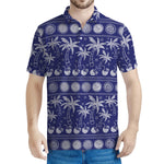 Blue Summer Coconut Pattern Print Men's Polo Shirt