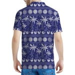 Blue Summer Coconut Pattern Print Men's Polo Shirt