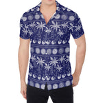 Blue Summer Coconut Pattern Print Men's Shirt