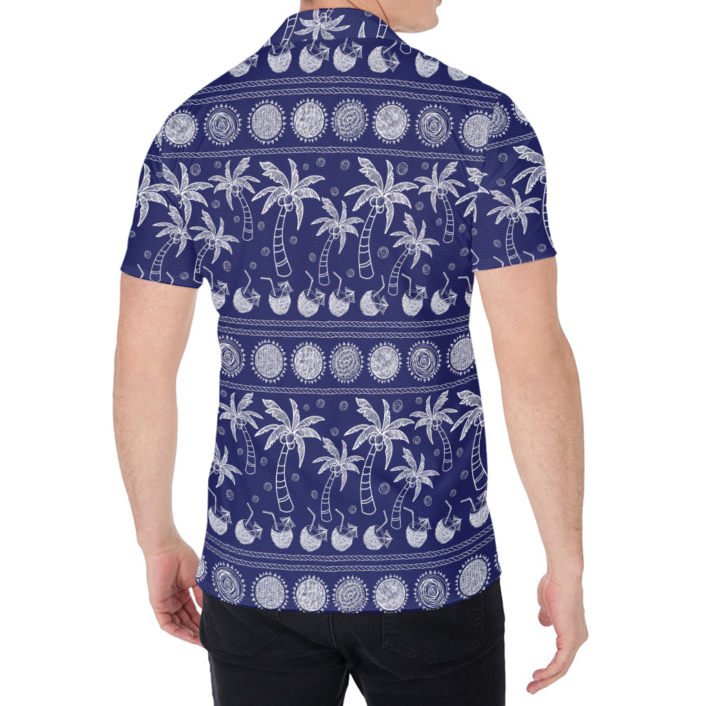 Blue Summer Coconut Pattern Print Men's Shirt