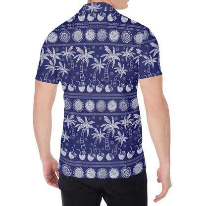 Blue Summer Coconut Pattern Print Men's Shirt