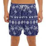 Blue Summer Coconut Pattern Print Men's Split Running Shorts