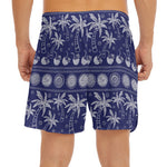 Blue Summer Coconut Pattern Print Men's Split Running Shorts