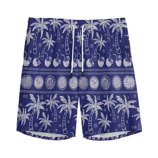 Blue Summer Coconut Pattern Print Men's Sports Shorts