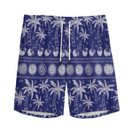 Blue Summer Coconut Pattern Print Men's Sports Shorts