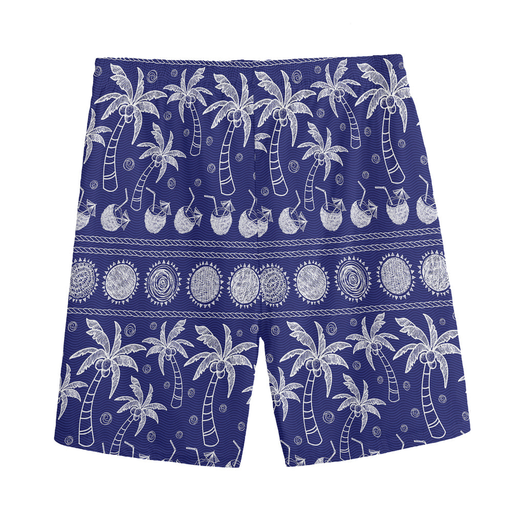 Blue Summer Coconut Pattern Print Men's Sports Shorts